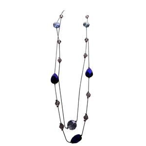 Necklace Double Strand Faceted Beads  Blue Pink and‎ Violet 16.5 inches long